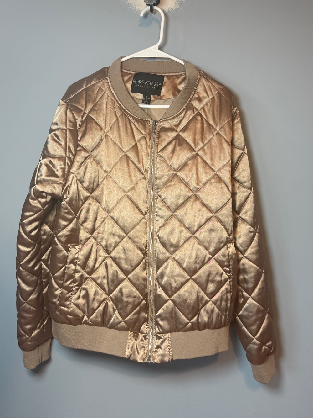 Forever 21 Metallic Gold Quilted Bomber Jacket